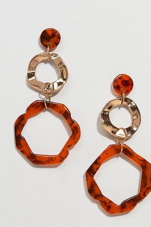 Серьги-кольца с черепаховой и золотистой отделкой Glamorous - Золотой Glamorous 180587