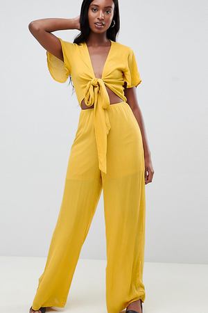 Комбинезон с завязкой и вырезом Glamorous Tall - Желтый Glamorous Tall 92112