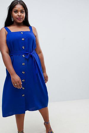Платье миди на пуговицах New Look Curve - Синий New Look Plus 112575 купить с доставкой