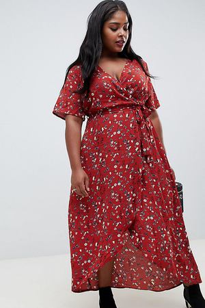 Свободное платье с цветочным принтом New Look Curve - Оранжевый New Look Plus 129438