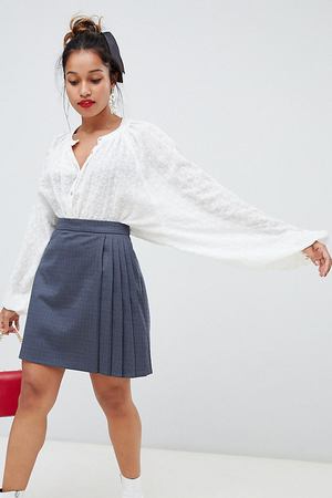 Мини-юбка в клетку принц уэльский со складками сбоку Glamorous Petite Glamorous Petite 103012