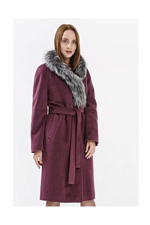 Утепленное пальто с отделкой мехом чернобурки Pompa 253388
