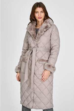 Стеганое пальто с отделкой мехом кролика Acasta 132010