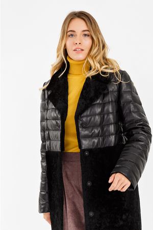 Утепленное пальто из натуральной кожи и овчины La Reine Blanche 253377 купить с доставкой