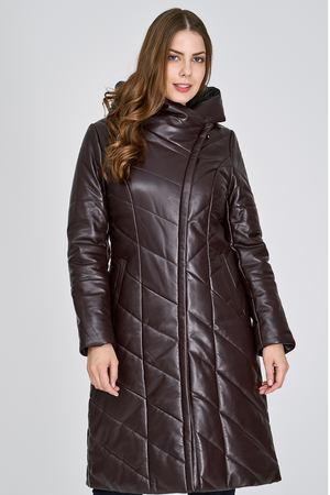 Длинное утепленное кожаное пальто La Reine Blanche 7227 купить с доставкой