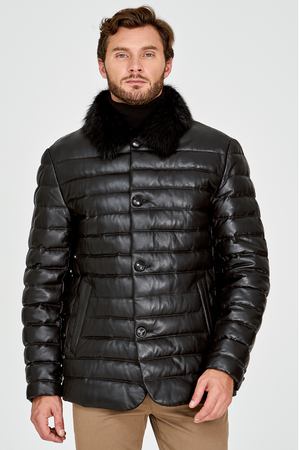 Утепленная кожаная куртка с отделкой мехом бобра AL FRANCO 253270 купить с доставкой