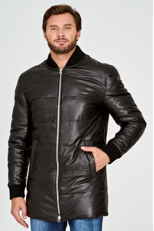 Утепленная кожаная куртка с отделкой трикотажем AL FRANCO 26757 купить с доставкой