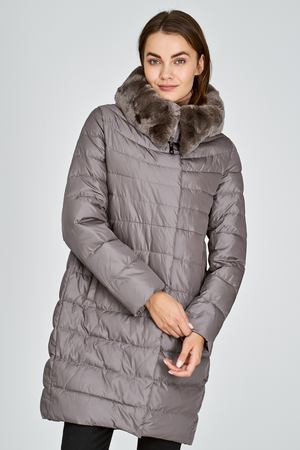 Удлиненная куртка с отделкой мехом кролика La Reine Blanche 253146