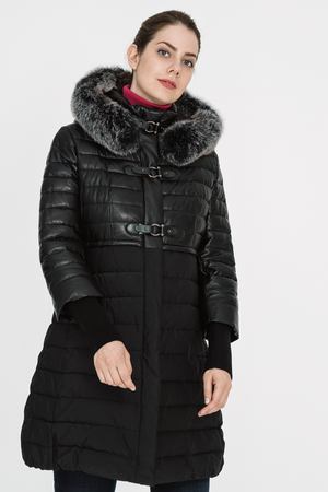 Комбинированное пальто с отделкой мехом песца La Reine Blanche 241952 купить с доставкой