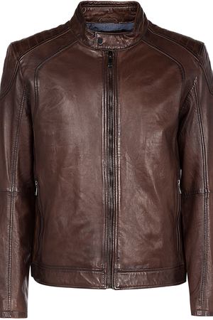 Коричневая кожаная куртка Jorg Weber 242559 купить с доставкой