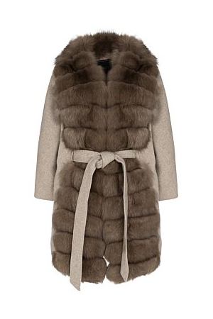Комбинированное пальто с отделкой мехом песца Fellicci 241951