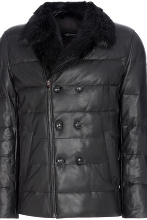 Утепленная кожаная куртка с отделкой мехом бобра AL FRANCO 35029 купить с доставкой