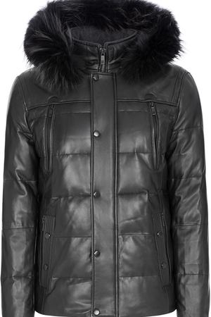 Утепленная кожаная куртка с отделкой мехом енота AL FRANCO 139698 купить с доставкой