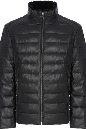 Стеганая кожаная куртка с отделкой мехом бобра AL FRANCO 251052 купить с доставкой